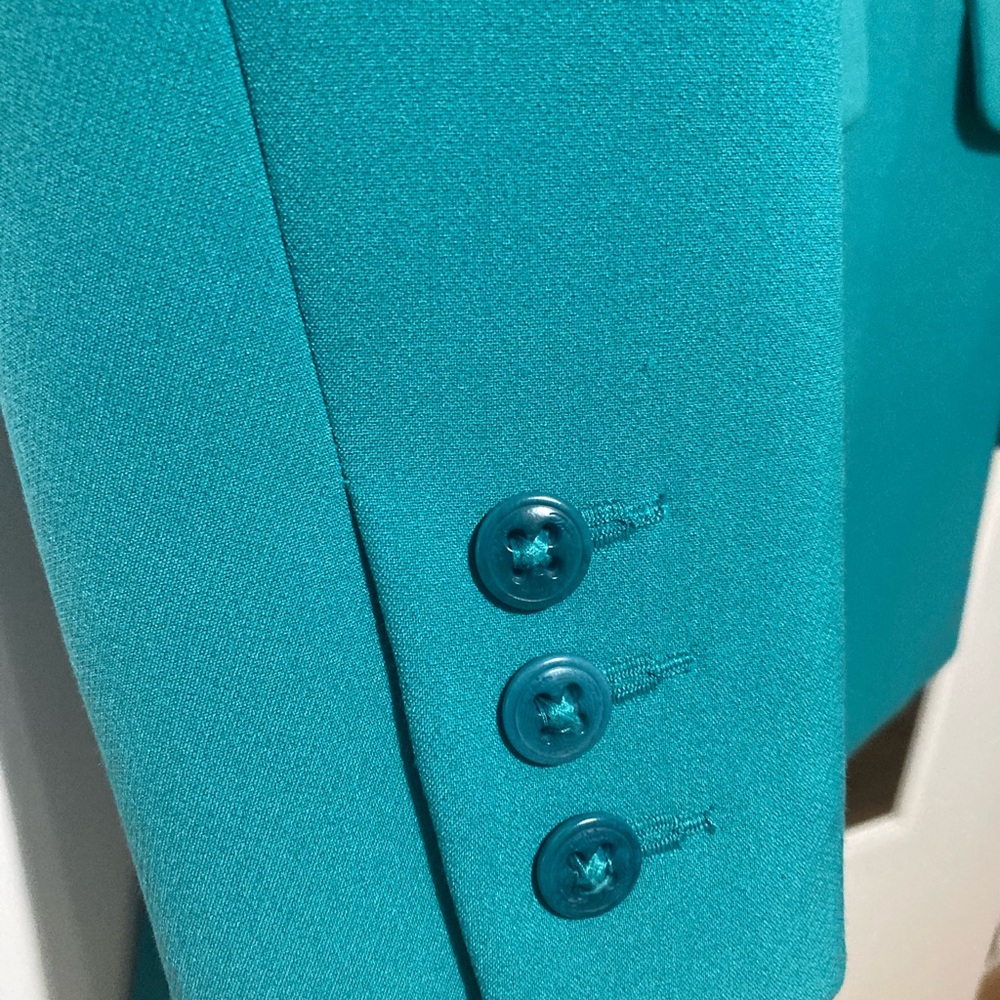 Trina Trunk Workwear Blazer Teal Single  Button Size 2 - Picture 4 of 8